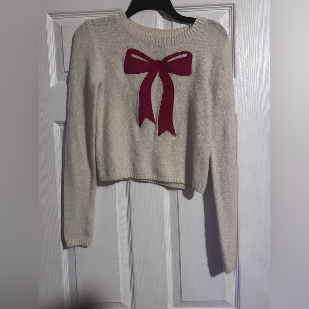 Self Esteem cream bow sweater Size S #knitwear